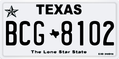 TX license plate BCG8102