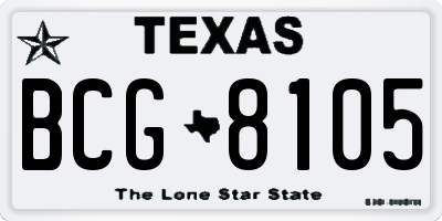 TX license plate BCG8105