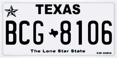 TX license plate BCG8106