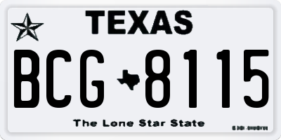 TX license plate BCG8115