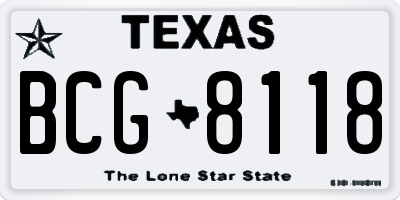 TX license plate BCG8118