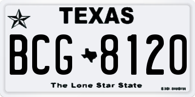 TX license plate BCG8120