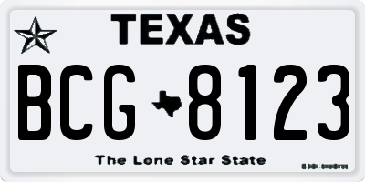 TX license plate BCG8123