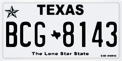 TX license plate BCG8143