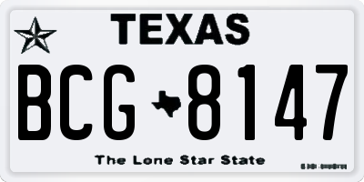 TX license plate BCG8147