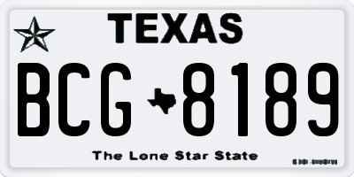 TX license plate BCG8189