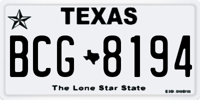 TX license plate BCG8194