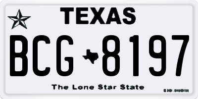 TX license plate BCG8197