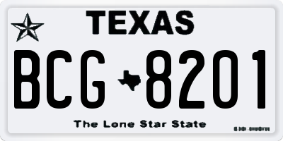TX license plate BCG8201