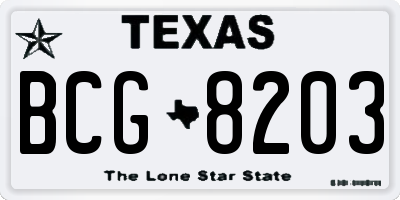 TX license plate BCG8203