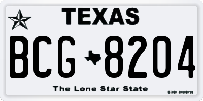 TX license plate BCG8204