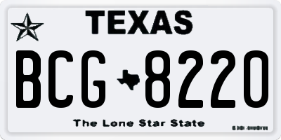 TX license plate BCG8220