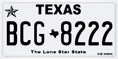 TX license plate BCG8222