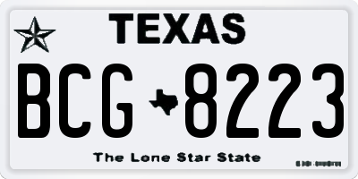 TX license plate BCG8223