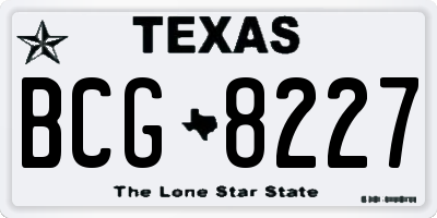 TX license plate BCG8227