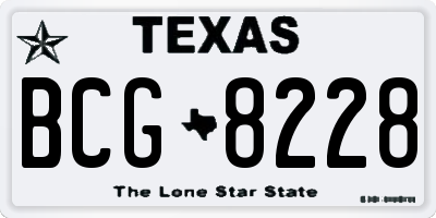 TX license plate BCG8228