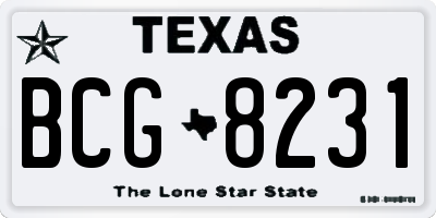 TX license plate BCG8231