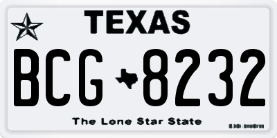 TX license plate BCG8232