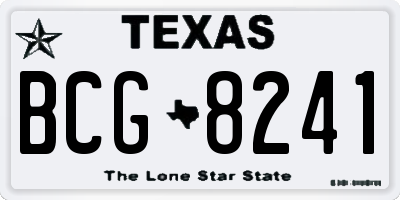 TX license plate BCG8241