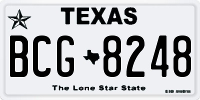 TX license plate BCG8248