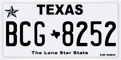 TX license plate BCG8252