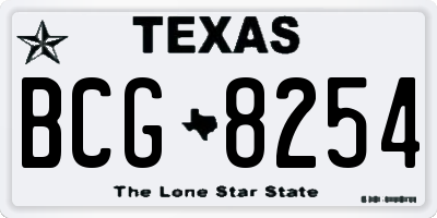 TX license plate BCG8254