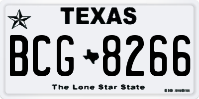 TX license plate BCG8266