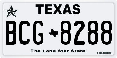 TX license plate BCG8288