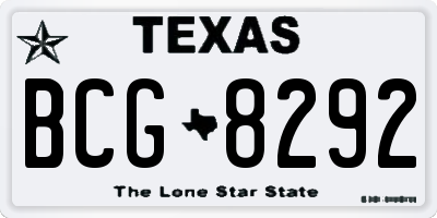 TX license plate BCG8292