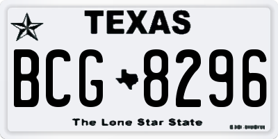 TX license plate BCG8296