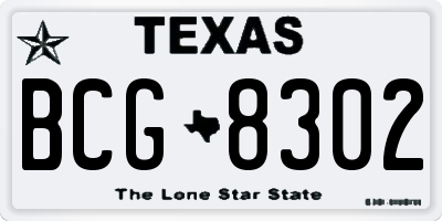 TX license plate BCG8302