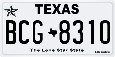 TX license plate BCG8310