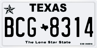 TX license plate BCG8314