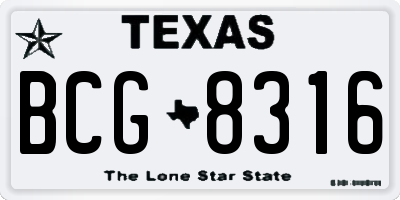 TX license plate BCG8316
