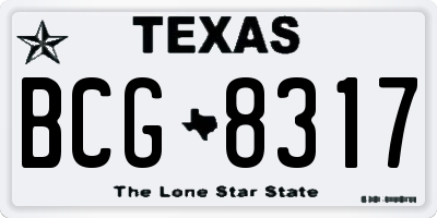 TX license plate BCG8317