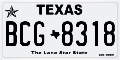 TX license plate BCG8318