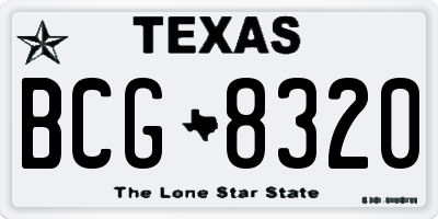 TX license plate BCG8320