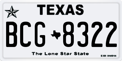 TX license plate BCG8322