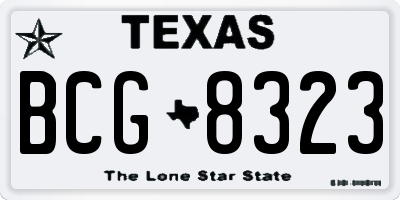 TX license plate BCG8323
