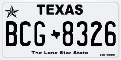 TX license plate BCG8326