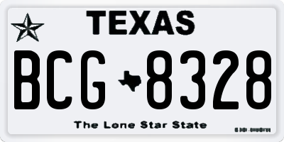 TX license plate BCG8328