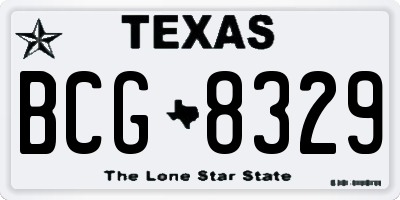 TX license plate BCG8329