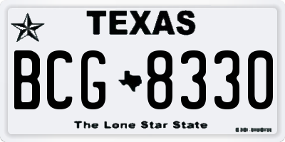 TX license plate BCG8330
