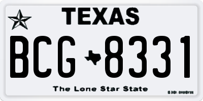 TX license plate BCG8331