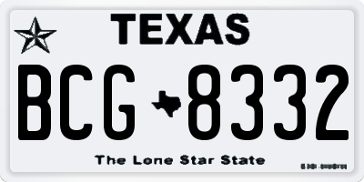 TX license plate BCG8332