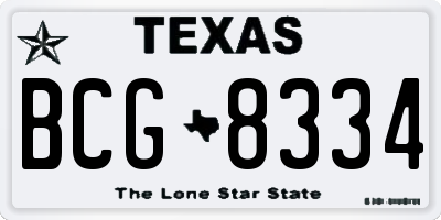 TX license plate BCG8334