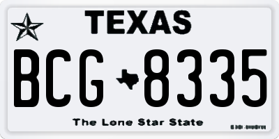 TX license plate BCG8335