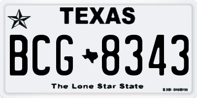 TX license plate BCG8343