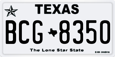 TX license plate BCG8350