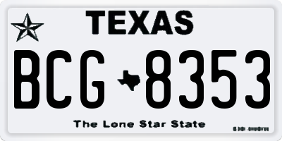 TX license plate BCG8353
